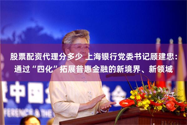 股票配资代理分多少 上海银行党委书记顾建忠：通过“四化”拓展普惠金融的新境界、新领域